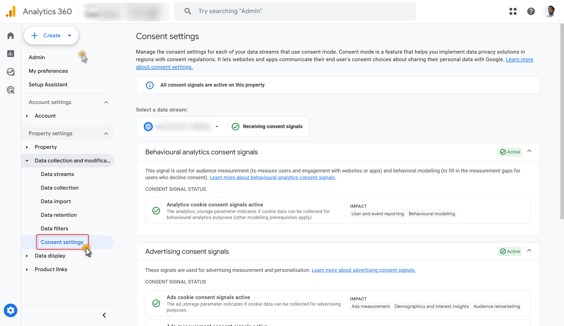 consent settings