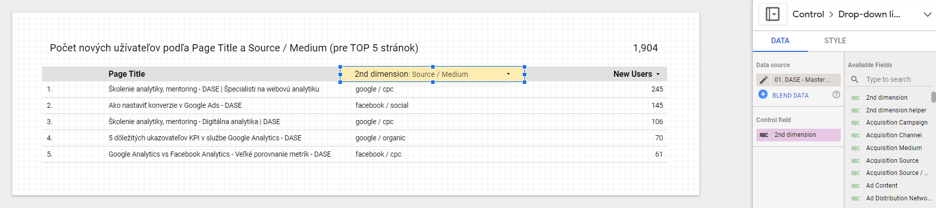 Google Data Studio Parameters