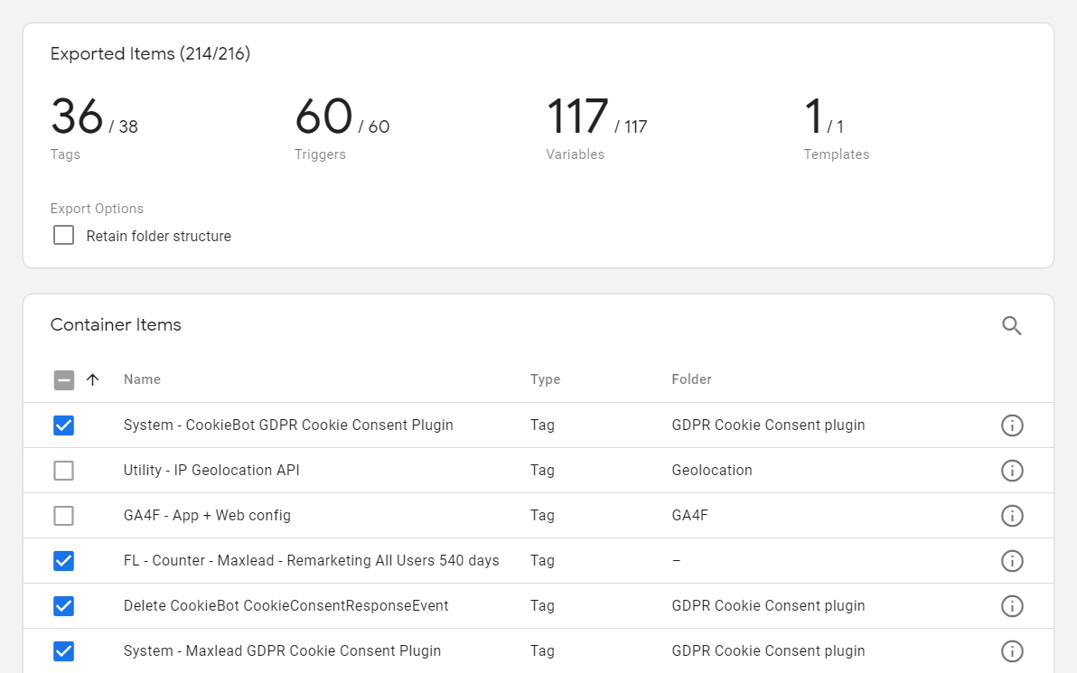 Nové možnosti exportu Google Tag Manager