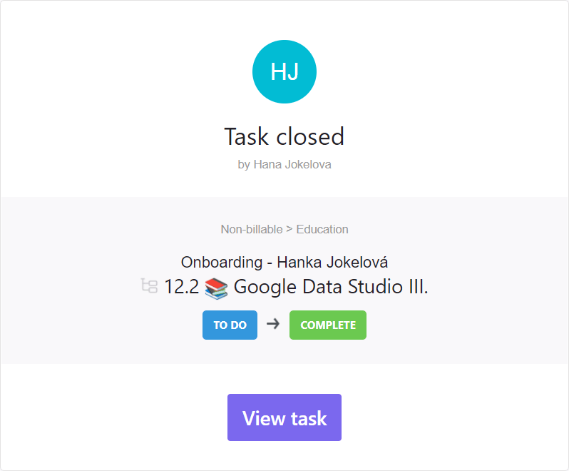 onboarding task closed